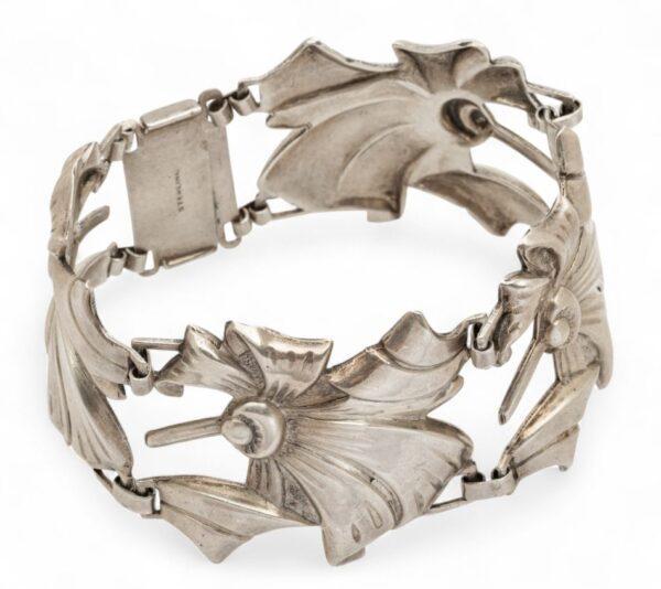 Sterling Silver Flower Link Bracelet, Handmade 1960, L 7.5" 51 g 1 PC