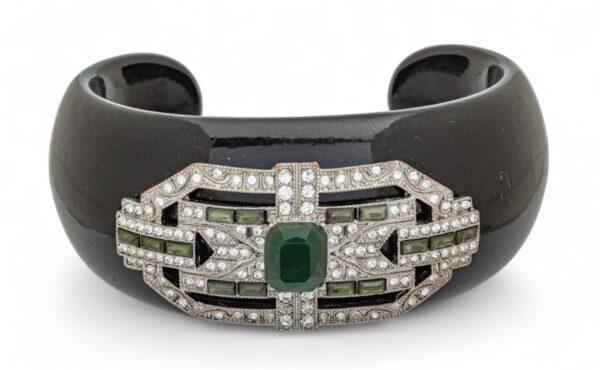 Bakelite Art Deco Black Cuff Bracelet 1920, 48 g 1 PC