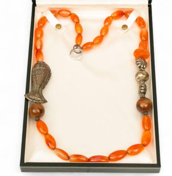 Ruth Frank (American, 1921-2021) Silver, Wood, And Agate Necklace