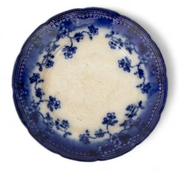 Dorothy Royal (England) Semi-Porcelain Flow Blue Floral Plate Dia. 9" 1 PC