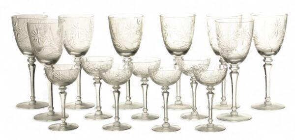 Vintage Crystal Stemware: 8 Goblets, 8 Port Wines 1940, H 8.5" 15 PCS