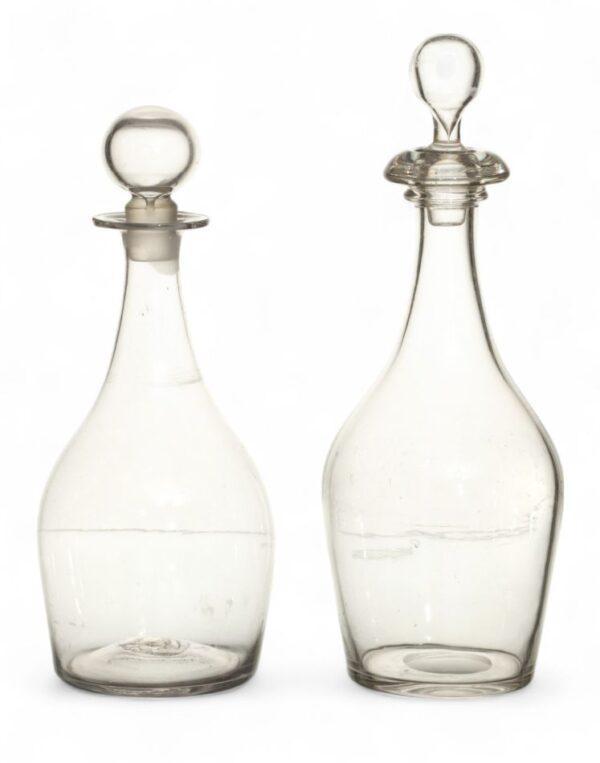 American Hand Blown Glass Decanters 18th/19th C., H 12" 2 PCS