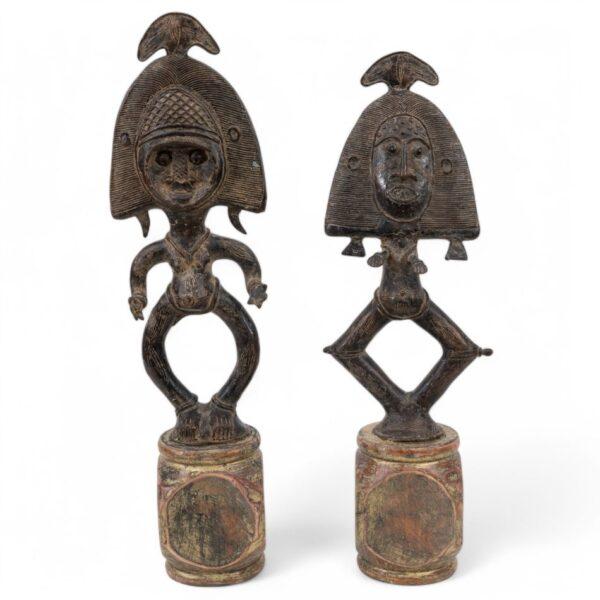 African, Gabon, Kota Peoples, Bronze Figural Reliquaries, 2 PCS