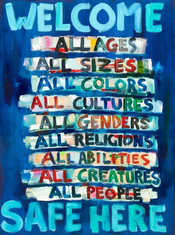 Eamon Harrington (American) Acrylic on Canvas 2017, 'All Welcome', H 40" W 30"