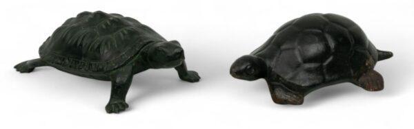 Cast Iron Sea Turtle And Tortoise Door Stops H 3" W 5.5" L 9" 2 PCS