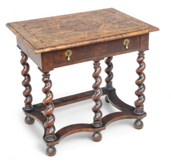 Rare And Early English William And Mary Olivewood Oyster Side Table, 1700, H 28" W 33" Depth 22"