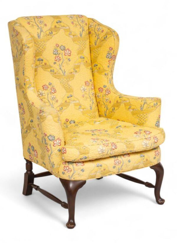 George III English Queen Anne Mahogany Wing Back Armchair, 18th C., H 45" W 34" Depth 28"