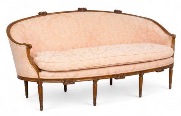 Louis XVI Style Carved Walnut Settee, 20th C., H 36" L 78" Depth 31"