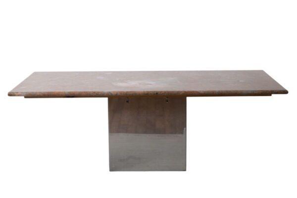 Marble Top Coffee Table with Chrome Base, Late 20th C., H 16" W 24" L 48"