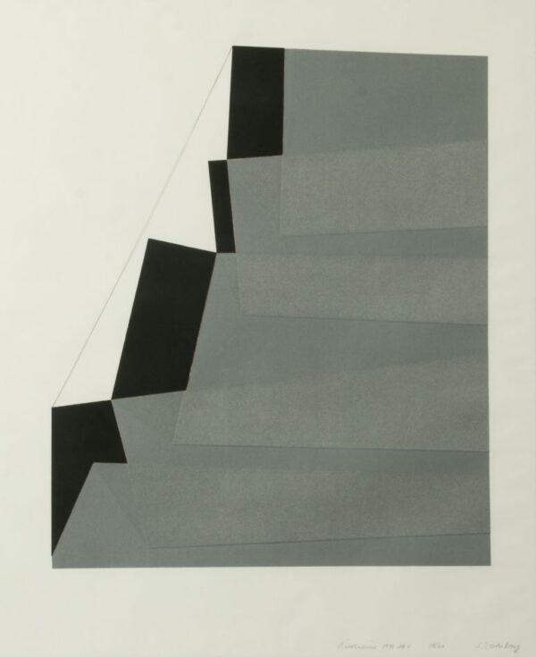 Jack Sonnenberg (American, 1925-2012) Aquatint Etching in Colors on Rives Wove Paper, 1970, 'Dimensions No. 4', H 32.75" W 21.75" Frame Size: H 37.52" W 30.5"
