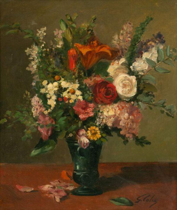 Gustave-Henri Colin (French, 1828-1910) 'Summer Bouquet', H 12" W 18" Frame Size: H 18" W 24"