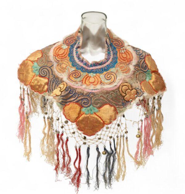 Chinese Silk on Silk Embroidery, Skirt, Collar And Panel 3 PCS