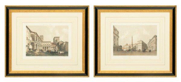 Two Hand Colored Lithographs on Paper, Ca. 19th C., 'Rome And Its Grandeur', H 9.75" W 14" 2 PCS