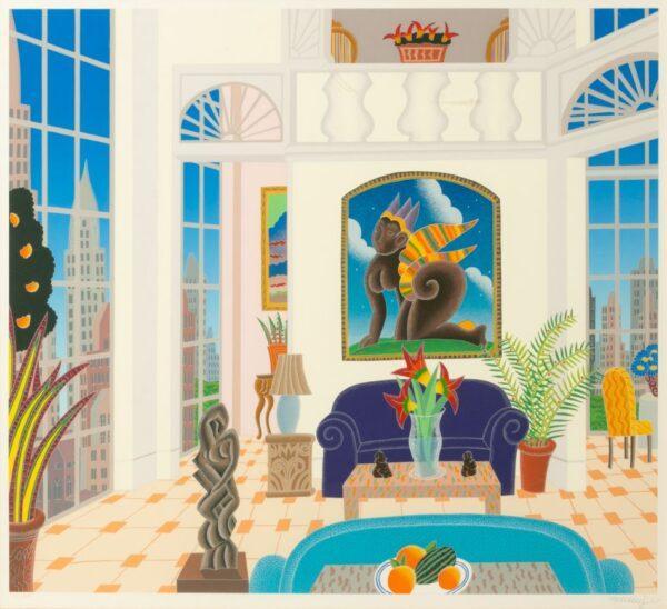 Thomas McKnight (American, B. 1941) Serigraph in Colors on Wove Paper 1988, 'Murray Hill', H 32" W 34"