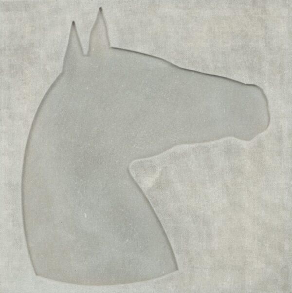 Georg Ettl (German, 1940-2014) Punched Relief Carved into Eternit Plate 1978, 'Horsehead (Pferdekopf)', H 15.75" W 15.75" Depth 0.5"