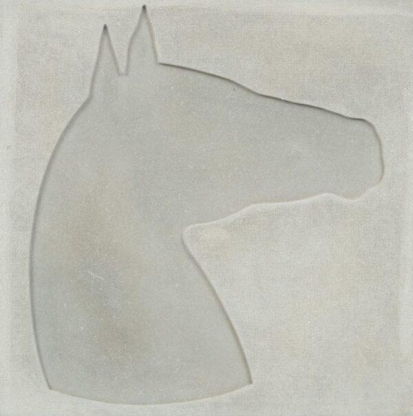 Georg Ettl (German, 1940-2014) Punched Relief Carved into Eternit Plate 1978, 'Horsehead (Pferdekopf)', H 15.75" W 15.75" Depth 0.5"