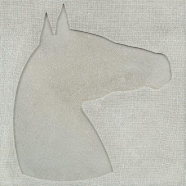 Georg Ettl (German, 1940-2014) Punched Relief Carved into Eternit Plate 1978, 'Horsehead (Pferdekopf)', H 15.75" W 15.75" Depth 0.5"