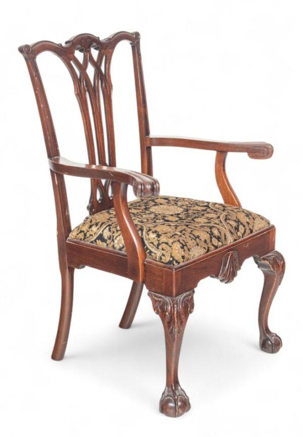 Chippendale Carved Mahogany Arm Chair H 40" W 28" L 22"