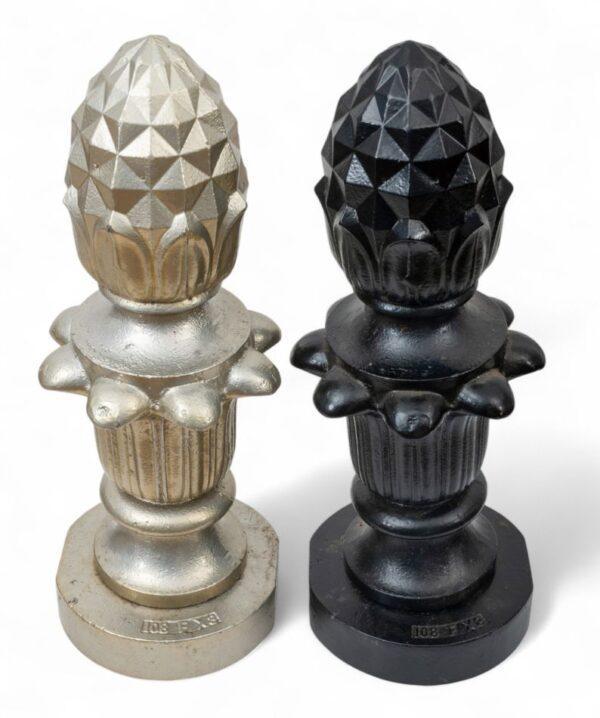 Black And Gold Cast Iron Pineapple Capitals H 23" Dia. 8.5"