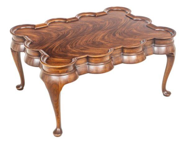 Queen Anne Style Carved Mahogany Coffee Table, Ca. 1997, H 19" W 28" L 38"