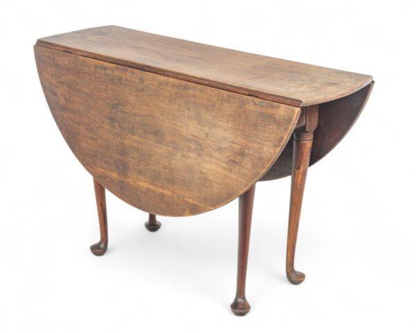 English Queen Anne Style Mahogany Double Gate Leg Drop Leaf Table, 19th C., H 28" L 44"