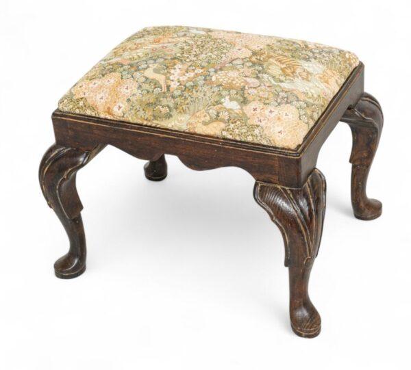 English Queen Anne Style Oak Footstool, 19th C., H 16" W 17" L 19"