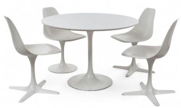 Burke Style Dining Table And Four Chairs H 32" W 19" Dia. 21" 5 PCS