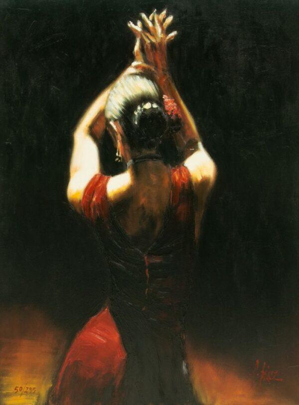 Fabian Perez (Argentinian, B. 1967) Hand Embellished Giclee on Canvas, Ca. 2003, 'Flamenco Dancer', H 40" W 30"
