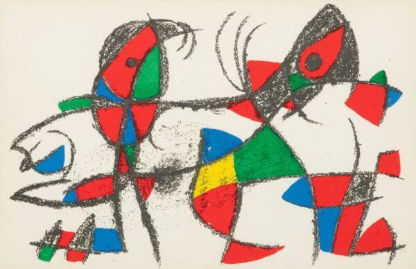 Joan Miro (Spanish, 1893-1893) Lithograph in Colors on Wove Paper 1975, 'Joan Mir? Lithographs II: One Plate', H 12.25" W 19" Frame Size: H 21.5" W 28.5"  Depth 1.5"