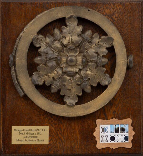 American Bronze Rondel Ca. 1910-1913, "From Michigan Central Station", H 12" W 13.75"