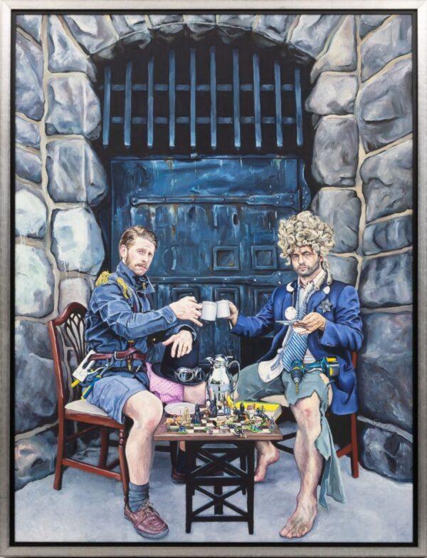 Paul Endres Jr. (American, B. 1985) Oil on Panel 2013, 'Fiction, Perfectly Arranged into History...', H 48" W 36" Frame Size: H 50.25" W 38.25"  Depth 2.5"