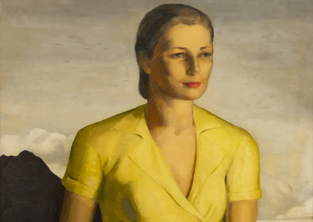 Portrait of a woman in a yellow dress.