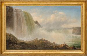 Attributed to the distinguished Danish-American artist Ferdinand Richardt. Depicting the grandeur of one of North America's most celebrated natural wonders.